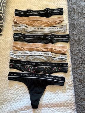 Victoria's Secret Thong Bundle - Black, White, Floral, Nude